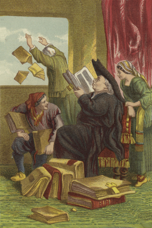 Destruction of Don Quixote's Library (chromolitho)