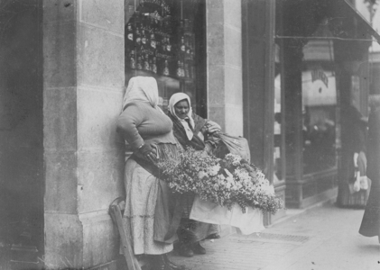 Flower sellers in Vienna, 1909 (b/w photo)