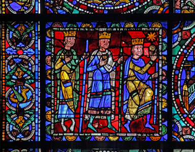 The Life of Christ window: The Adoration of Magi - (with the next panel) (w50) (stained glass)