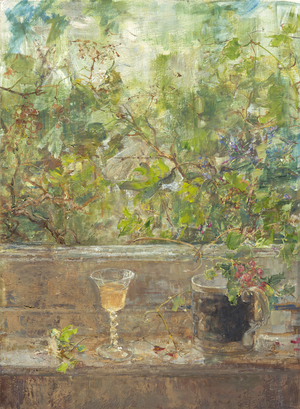 Sauternes and Wedgwood Mug, 2018 (Oil on Panel)