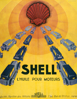 Shell oil for cars 1929 Advertisement in L'Illustration, 1929