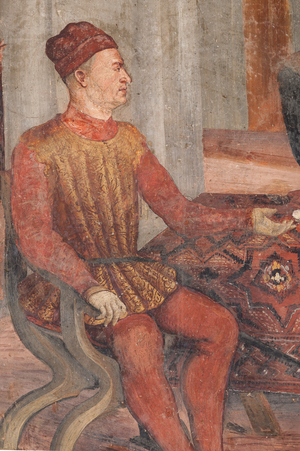 Bartolomeo Colleoni, detail of the Visit of Christian I of Denmark to Bartolomeo Colleoni, Hall of Honour, 1474 (fresco)