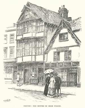 Oxford: Old Houses in High Street (engraving)