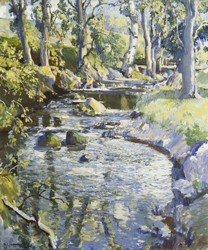 The Midday Sun, Highland Burn,  (oil on canvas)