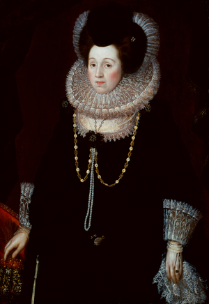 Portrait of a Lady in a Black Dress and Lace Collar (oil on canvas)