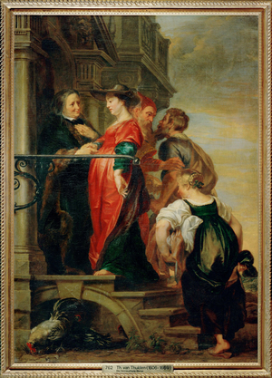 The Visitation - Saint Mary visits Saint Elisabeth (painting on canvas)