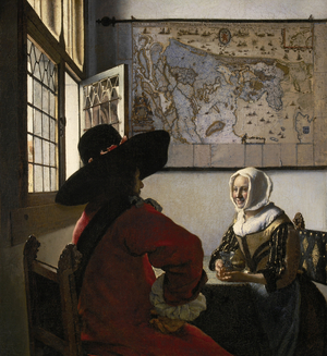 Officer and Laughing Girl, c.1657-58 (oil on canvas)