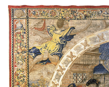Brussels allegorical tapestry depicting the month of December from 'The Medallion Months', c.1525 (wool & silk)