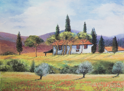 French farmland, 2020 (pastel)