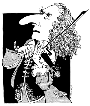 Giuseppe Tartini - caricature,playing the violin