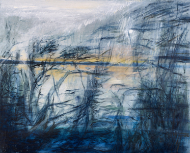 Blurred Branches From The Train, Trieste, 2020 (oil on board)