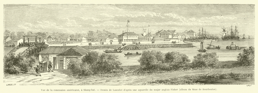 Vue de la concession americaine, a Shang-hai (engraving)