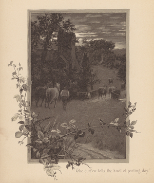 Gray’s Elegy: "The curfew tolls the knell of parting day" (litho)