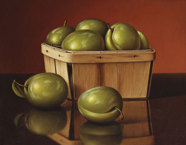 A Basket of Plums,  (oil on canvas)
