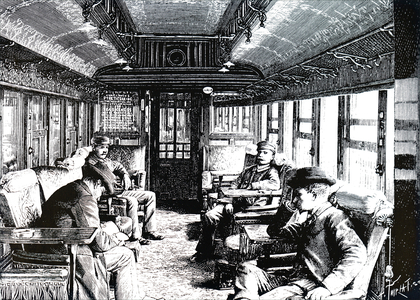 The interior of a saloon car.