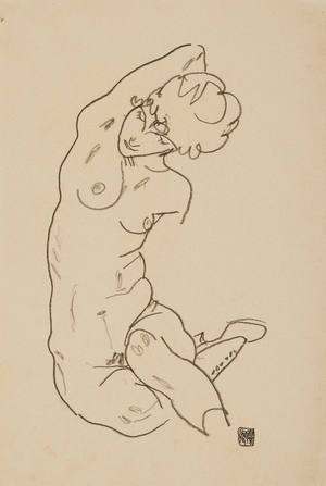 Nude with Legs Crossed, 1918(black crayon on paper)