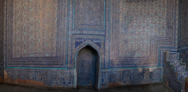 Blue tiled wall of the Mosque, Khiva (photo)