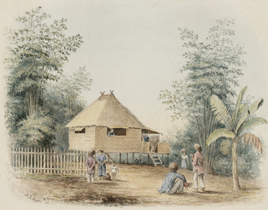 Native House Near Manila, 1842 (w/c with touch of pen & ink on cream wove paper)
