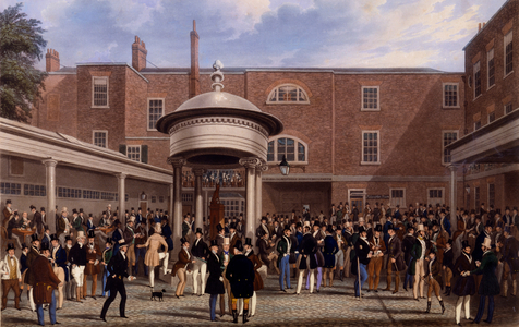 Settling Day at Tattersalls, print made by Charles Hunt, 1836 (aquatint)