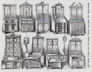 Heppelwhite and Sheraton (Period) Bookcases and Bureau Bookcases (litho)