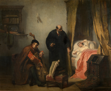 The Awakening of Michel de Montaigne, 1847 (oil on panel)