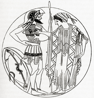 Greek woman pouring a libation, from an ancient vase drawing.