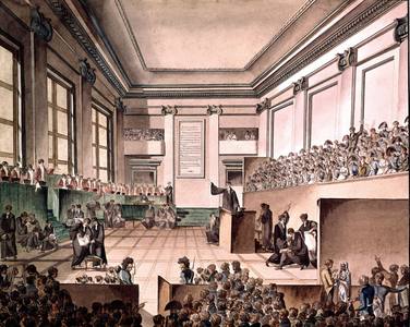 Trial of Georges Cadoudal (1771-1804) Chouan leader and Duke Jules Auguste Armand Marie de Polignac (1780-1847) in 1804, watercolor