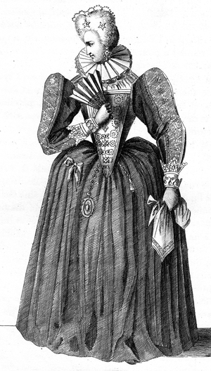 French vintage clothes XVI century Henri kingdom IV, King of France, Marie Le Jars De Gournai