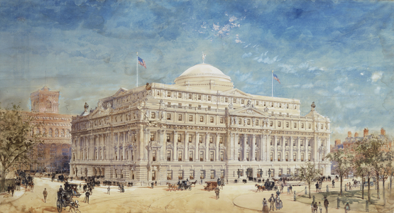 A Rendering of a Preliminary Proposal for the United States Custom House, New York, 1899 (gouache and pencil on paper)
