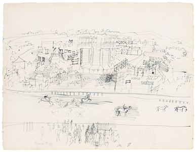 Epsom Racecourse,  (pen and India ink and pencil on paper)