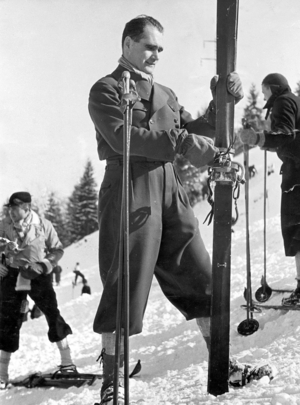 Rudolf Hess at the Winter Olympics in Garmisch-Partenkirchen, 1936 (b/w photo)