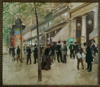 The boulevard in front of the Theatre des Varietes, Paris (painting on canvas)
