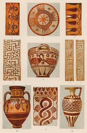 Ornament: Greece, Antiquity, Black-figured style (colour litho)