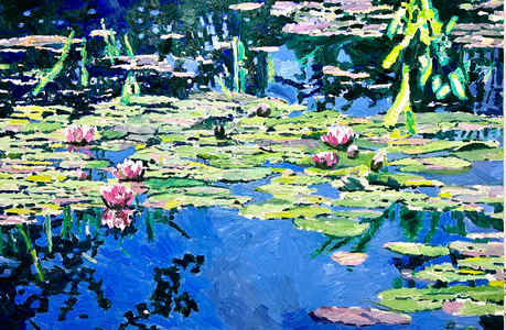 Across The  Water Lilies, 2022 (oil on canvas)