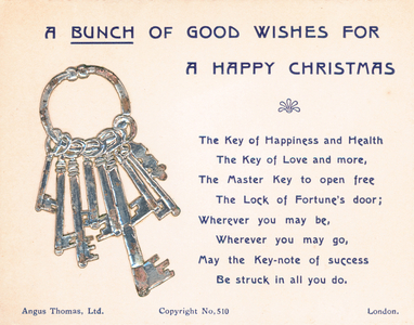 Bunch of Keys, Christmas Card (chromolitho)