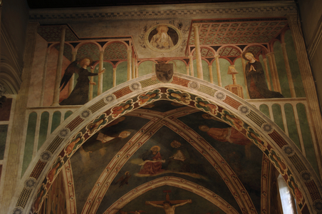 Italy. Rome. The Basilica of Saint Clement. St. Catherine Chapel. The Annunciation. Fresco by Masolino da Panicale.