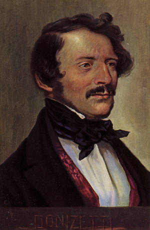 Gaetano Donizetti, Italian composer (1797-1848) (colour litho)