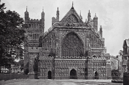 Exeter: Cathedral West Front (b/w photo)