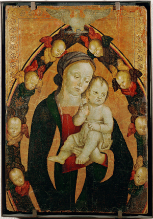 Virgin and child in a glory of seraphim