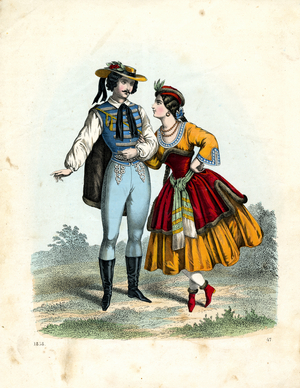 Traditional Costume from Naples (hand-coloured litho)