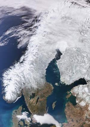 Scandinavia seen by satellite, 2022 (photography)