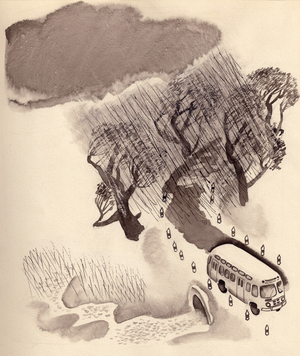 Illustration from 'My Green Earth' by Platon Voronko, 1964 (gouache on paper)