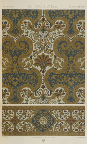 XVII Century, plate 75 from 'Polychromatic Ornament: One Hundred Plates in Gold, Silver and Colours', 1873 (colour litho)