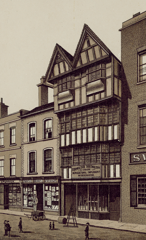 Old House in High Street, Tewkesbury (litho)