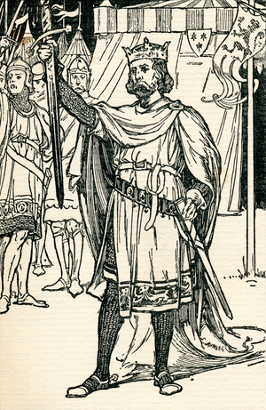 King Arthur,  legendary British leader.  Illustration from the book The Gateway to Tennyson published 1910.