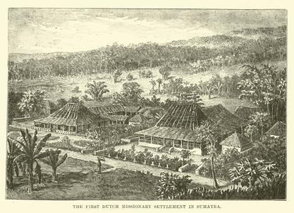 The first Dutch missionary settlement in Sumatra (engraving)