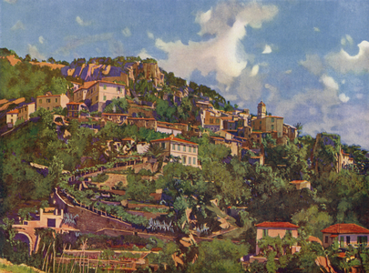 Roquebrune, Vue Generale (colour litho)