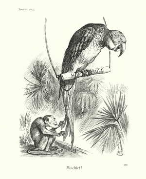 Sir John Tenniel cartoon: Mischief! (engraving)