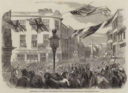 Celebration at Jersey of the Opening of the Channel Islands Telegraph (engraving)