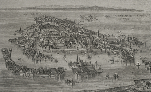 Italy, General view of Venice, 1856 (engraving)